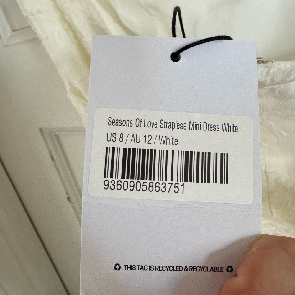 NWT Princes‎ Polly Seasons of Love strapless white mini dress size US 8 - Picture 7 of 11